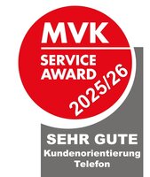 Rot-graues Logo mit Aufschrift MVK-Service-Award