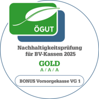 Siegel mit grünem Blatt und der Aufschrift ÖGUT Gold